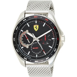 Ferrari Scuderia Speedracer Quartz Stainless Steel and Silver Mesh Bracelet Casual Watch, Color: Silver (Model: 0830684)
