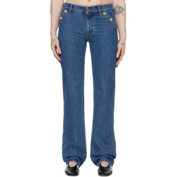 Blue Classic Straight Jeans 241072F069000