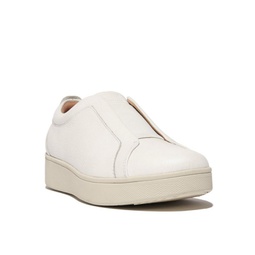 Womens Rally Elastic Tumbled-Leather Slip-On Trainers