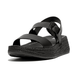 FitFlop F-Mode Espadrille Buckle Leather Flatform Sandals