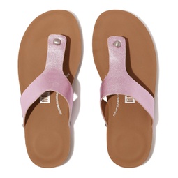 FitFlop Iqushion Metallic-Leather Toe-Post Sandals
