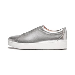 Womens FitFlop Rally Elastic Metallic Leather Slip-On Sneakers