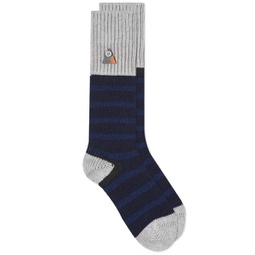 Folk Striped Socks Navy