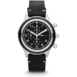 Fossil JR1440 Mens Compass Leather Band Black Dial Chronograph Watch