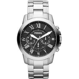 Fossil Mens Grant Quartz Stainless Steel Chronograph Watch, Color: Silver (Model: FS4736)