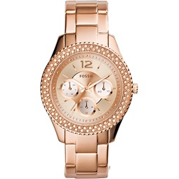 Fossil Womens Stella Stainless Steel Crystal-Accented Multifunction Quartz Watch