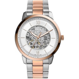 Fossil Mens Neutra Automatic Stainless Steel Three-Hand Skeleton Watch, Color: Rose Gold/Silver (Model: ME3196)