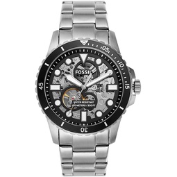 Fossil Mens FB-01 Automatic Stainless Steel Three-Hand Watch, Color: Silver/Black (Model: ME3190)