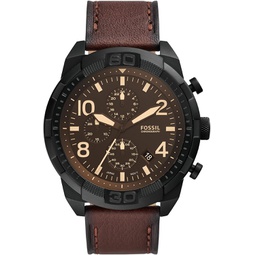 Fossil Bronson Mens Watch with Stainless Steel Bracelet or Genuine Leather Band, Chronograph or Three-Hand Analog Display