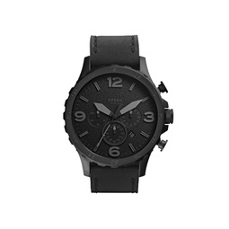 Mens Nate Black Leather Strap Watch