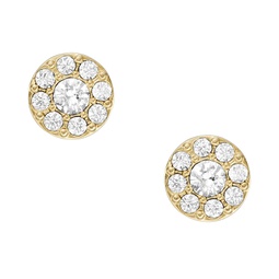 All Stacked Up Clear Glass Gold-Tone Stud Earrings