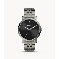 Fossil Mens Lux Luther Three-Hand, Smoke-Tone Stainless Steel Watch