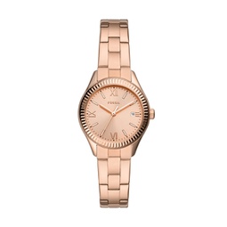 Fossil Womens Rye Three-Hand Date, Rose Gold-Tone Stainless Steel Watch