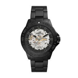 Fossil Mens Bannon Automatic, Black-Tone Stainless Steel Watch
