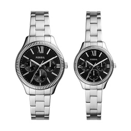 Fossil Mens Rye Multifunction, Silver-Tone Alloy Watch Set