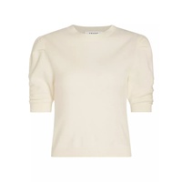 Ruched Sleeve Cashmere-Wool Sweater