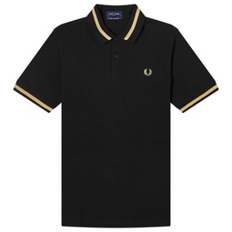 Fred Perry Original Single Tipped Polo Black & Champagne