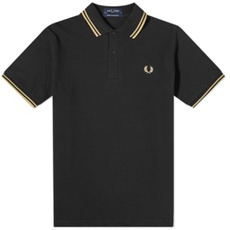 Fred Perry Original Twin Tipped Polo Black & Champagne