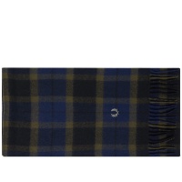 Fred Perry Lambswool Tartan Scarf Filed Green & Light Oyster