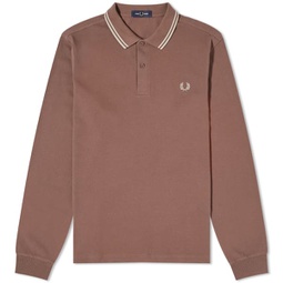 Fred Perry Long Sleeve Twin Tipped Polo Brick & Warm Grey