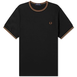 Fred Perry Twin Tipped T-Shirt Black & Warm Stone