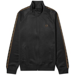 Fred Perry Contrast Tape Track Jacket Black & Warm Stone