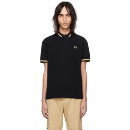 Black Embroidered Polo 241719M212015