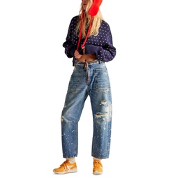 Womens Moxie Cotton Low-Slung Barrel Jeans