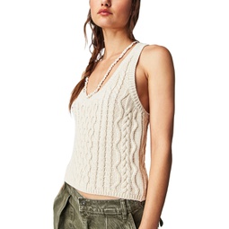 Womens High Tide Cable-Knit Tank Top