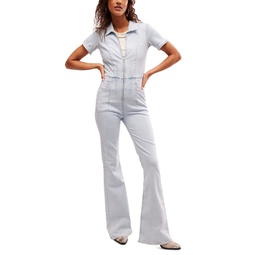 Womens Jayde Collared Flare-Leg Jumpsuit