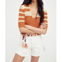 now and then henley top in cinnamon combo