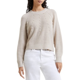 Womens Imitation Pearl Long-Sleeve Lightweight Sweater