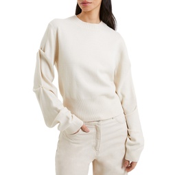 Womens Imitation Pearl-Sleeve Sweater
