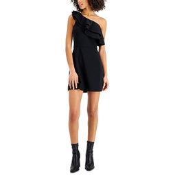 whisper womens ruffled one shoulder cocktail and party dress