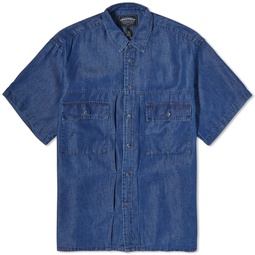 FrizmWORKS Short Sleeve Denim Trucker Shirt Blue