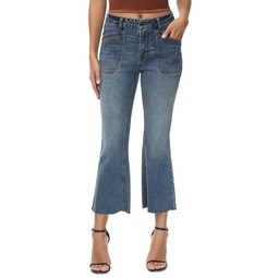 Womens Mid-Rise Cropped Boot-Cut Jeans