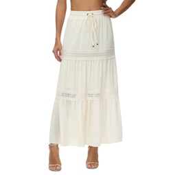 Womens Jules Cotton Lace-Trim Tiered Maxi Skirt