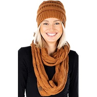 Funky Junque Soft Stretch Winter Beanies with Bundled Matching Infinity Scarf