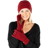 Funky Junque Exclusives Slouchy Beanie Bundled with Matching Lined Touchscreen Glove