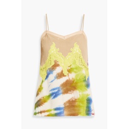 Smith tie-dyed cashmere, lace and silk-chiffon camisole