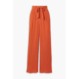 Thomazia cotton and silk-blend crepon wide-leg pants