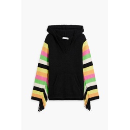 Alessio fringed striped cashmere hoodie