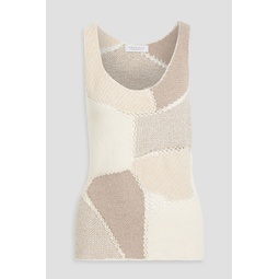 Sara jacquard and crochet-knit wool and cashmere-blend tank