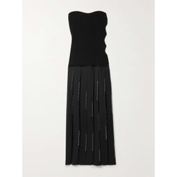 GABRIELA HEARST Marcell strapless pleated embroidered wool maxi dress