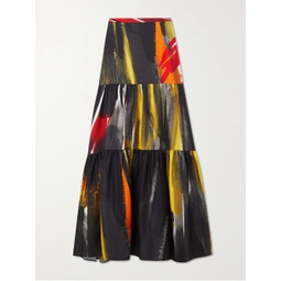 GABRIELA HEARST Morse printed tiered silk-twill maxi skirt