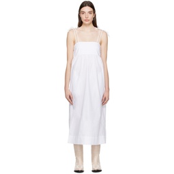 White Self Tie Midi Dress 241144F054014