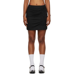 Black Ruched Miniskirt 232144F090011