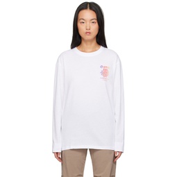 White Printed Long Sleeve T Shirt 232144F110031