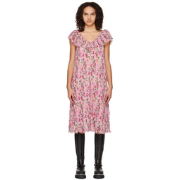 Pink Floral Midi Dress 231144F054007
