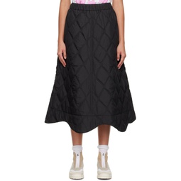 Black Quilted Midi Skirt 232144F092007